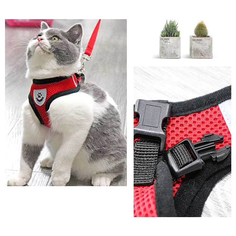 Шлейка-поводок для домашних животных Регулируемый жилет щенков и кошек сетчатая