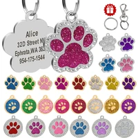 pet dog id tag custom crystal puppy cat id tags dogs collar accessories pendant personalized dog anti lost engrave name tags