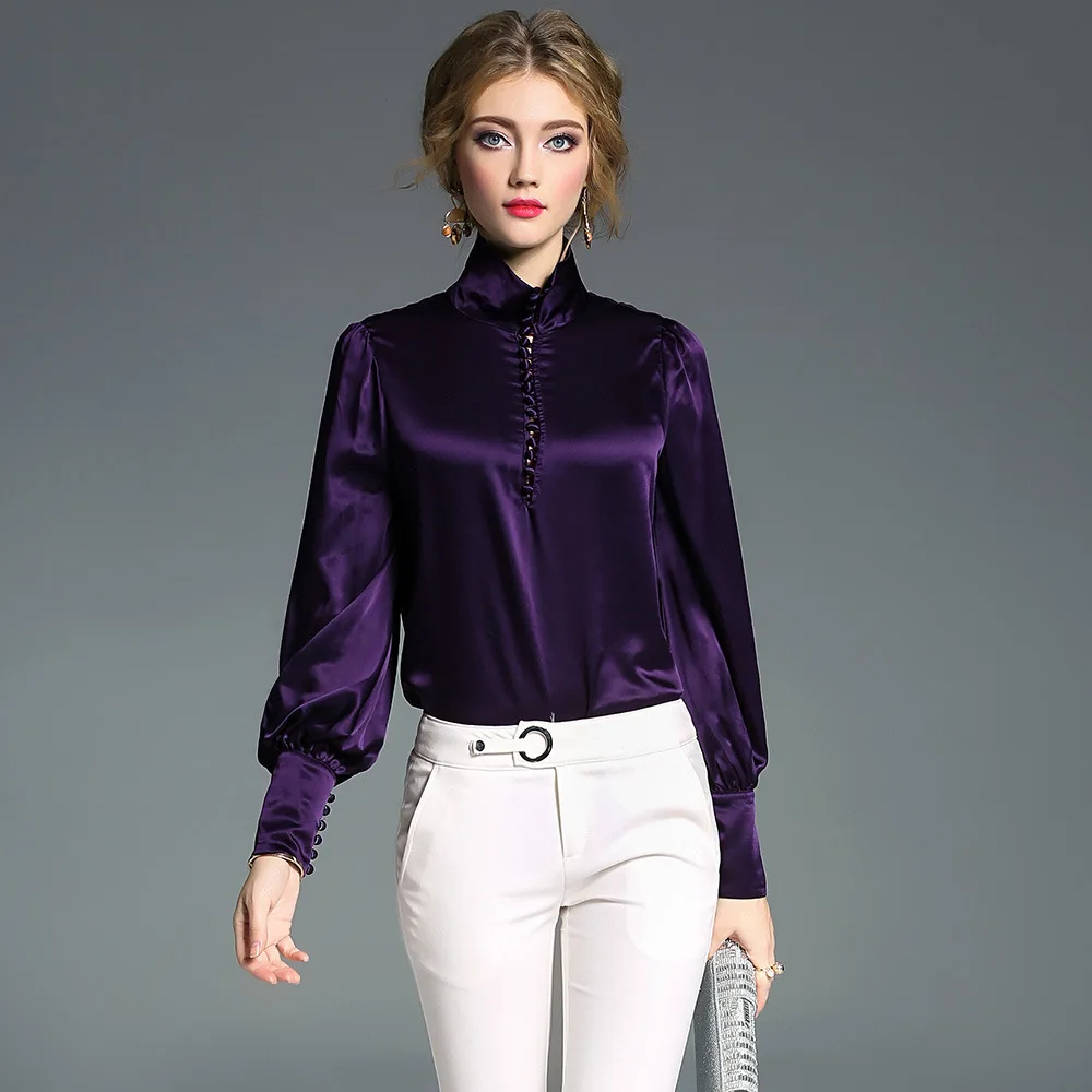 Женская рубашка Весна Осень шелковая блузка 2020 белые рубашки женские топы и