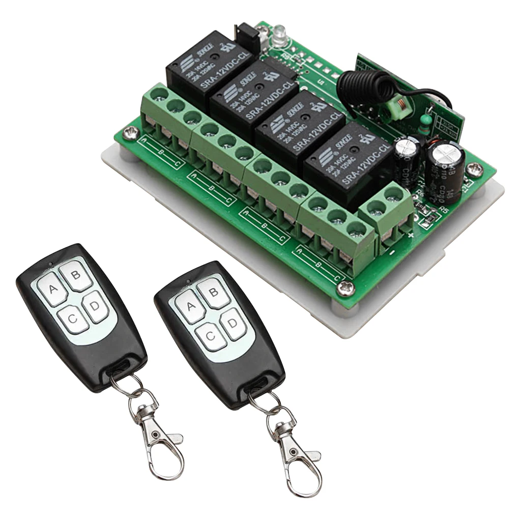 DC 12V 4CH Channel 433Mhz Wireless Remote Control Switch Garage Gate Window Curtain Roll-up Door Controller | Электроника