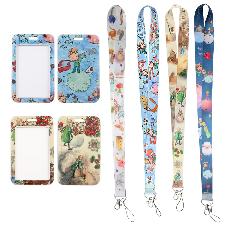 

MD564 DMLSKY Catoon Little Prince Lanyard Keychain keys Badge ID Mobile Phone Rope Kids Gifts Lanyard With Card Holder Cover