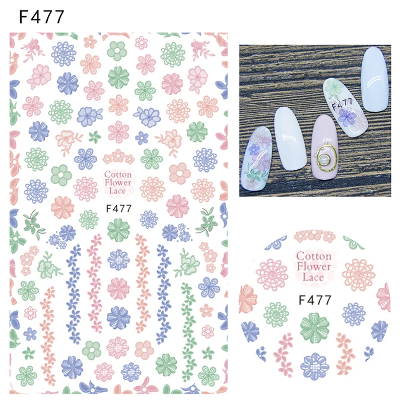 

10PCS Blue Love Bowknot Flower Nail Stickers Flowers Birds Nail Art Decoration Applique Design