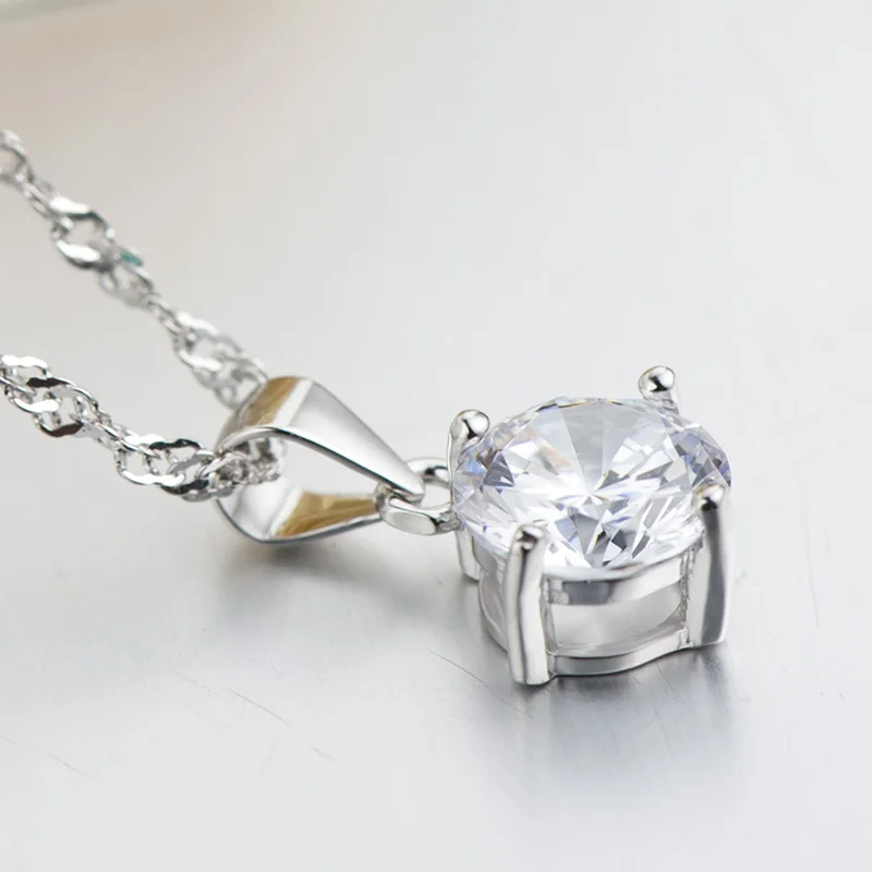 Ожерелье из стерлингового серебра с подвеской в форме ключицы циркон 4 зубца