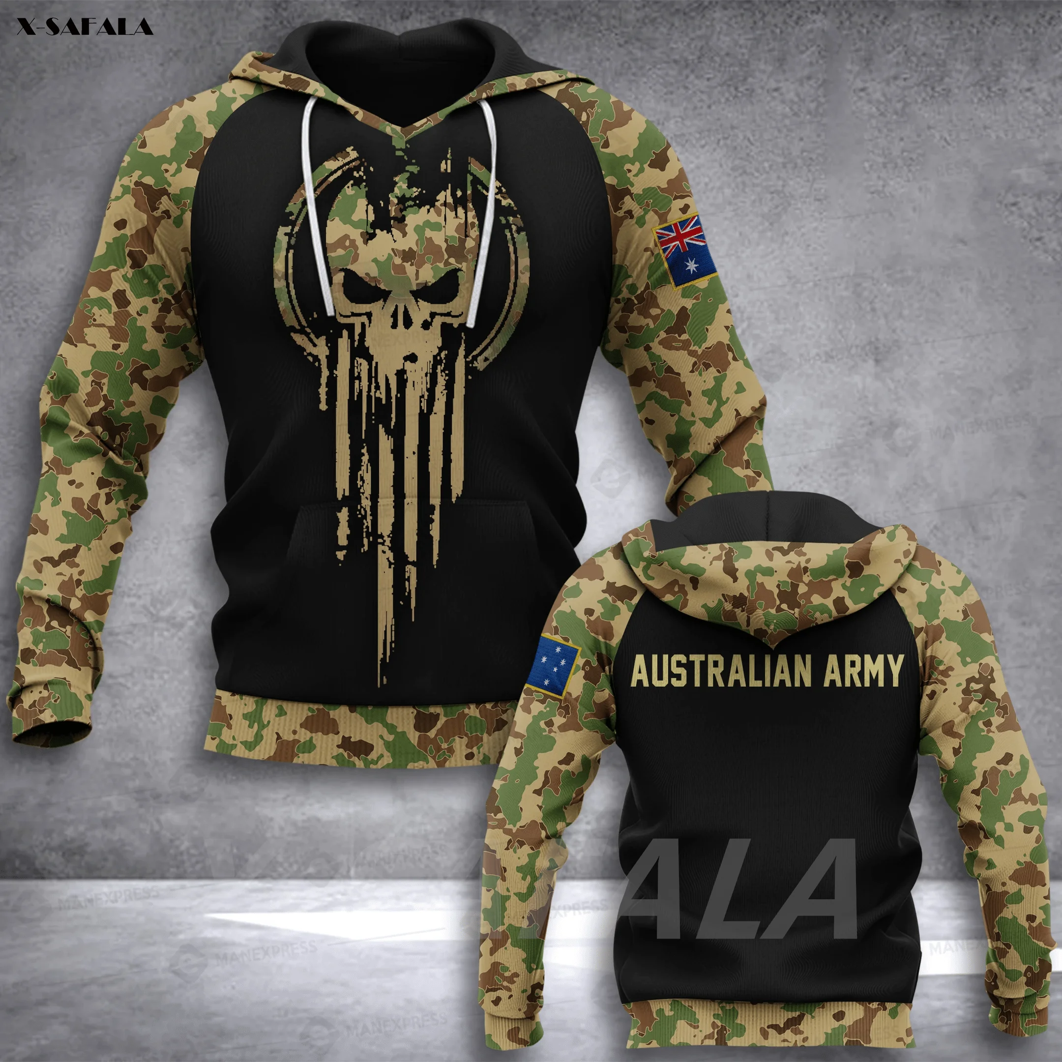 Женская толстовка с капюшоном и принтом в виде черепа | Мужская одежда