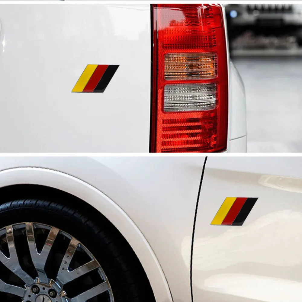 

ZZTZZ 2Pcs/Pair 3D Metal German Flag Car Body Side Rear Trunk Emblem Badge for Universal Cars Moto Bike Decorative