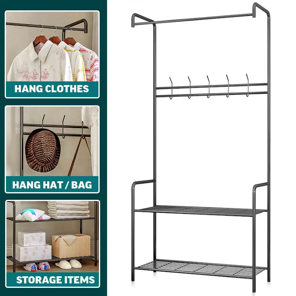 

Multifunction Simple Coat Rack Removable Clothes Hanging Hanger Floor Stand Coat Rack Clothes Hanging Shelf Stand Holder Shelf