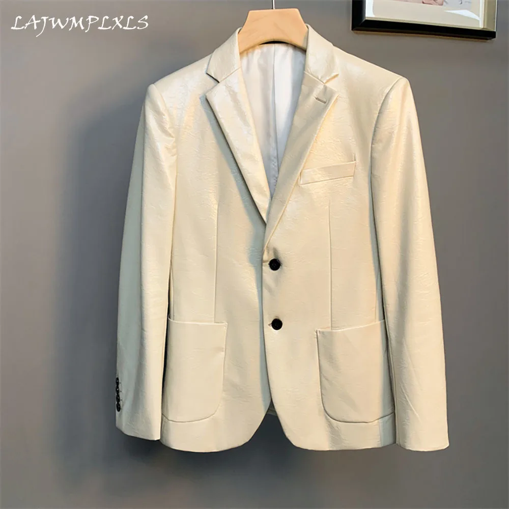 

2022 New Mens Business Casual Loose Coats Male Brand Leather Jacket for Men Leather Coats & Jackets