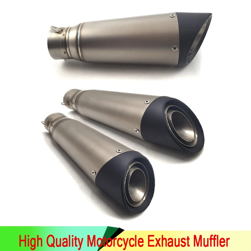 

Модифицированный глушитель выхлопной трубы для мотоцикла, спортивного автомобиля, диаметр 60 мм, черная головка, без ушей, Титановый корпус, ...