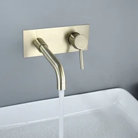 304 stainless steel brushed gold concealed basin faucet in wall concealed embedded hotel washbasin faucet