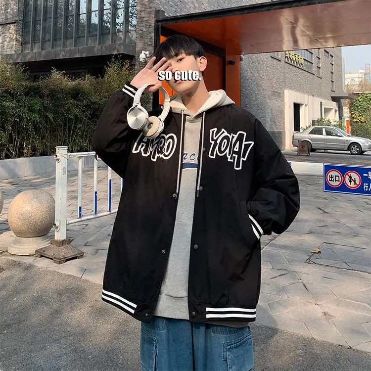 

style jacket coat men's spring fashion brand ins loose large casual student version ruffian handsome men's clothes