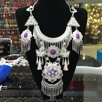 miao jewellery chinese traditional retro miao silver dance wear accessories chain pendant hmong necklace jewelry for women