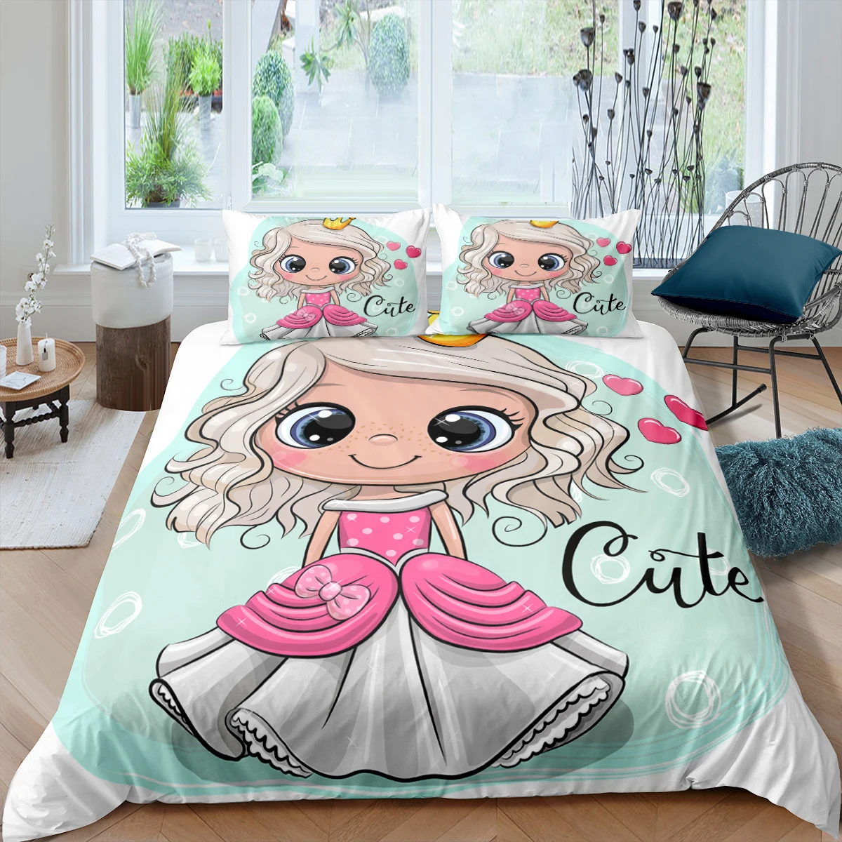 

Cartoon Kids Bedding Set for Children Creative Girls Pattern Comforter Quilt Cover 3D Printed Kids Duvet Cover Set Pillowcases