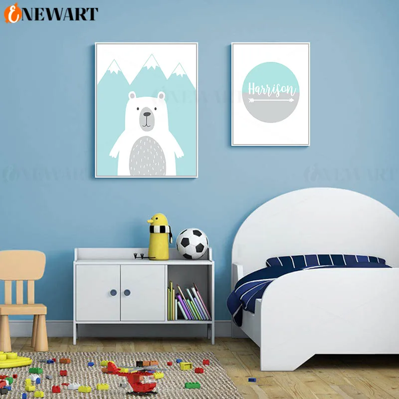 Пользовательское имя постер Детский Настенный художественный мультфильм