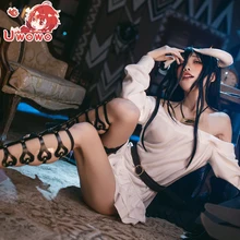 UWOWO Anime Overlord Albedo Cosplay White Sweater Cosplay Costume For Women Sexy Costume For Girl Halloween Party Dress