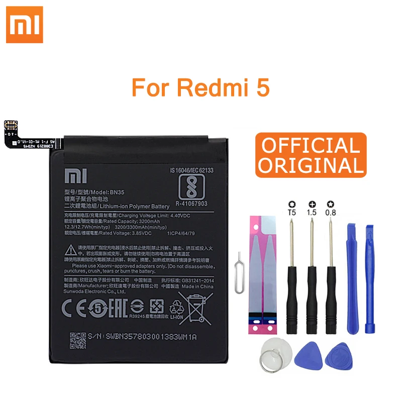 Аккумулятор Xiao mi BN35 для Xiao mi Red mi 5 5,", сменный аккумулятор 3200 мАч, аккумуляторы для телефонов большой емкости, бесплатные инструменты