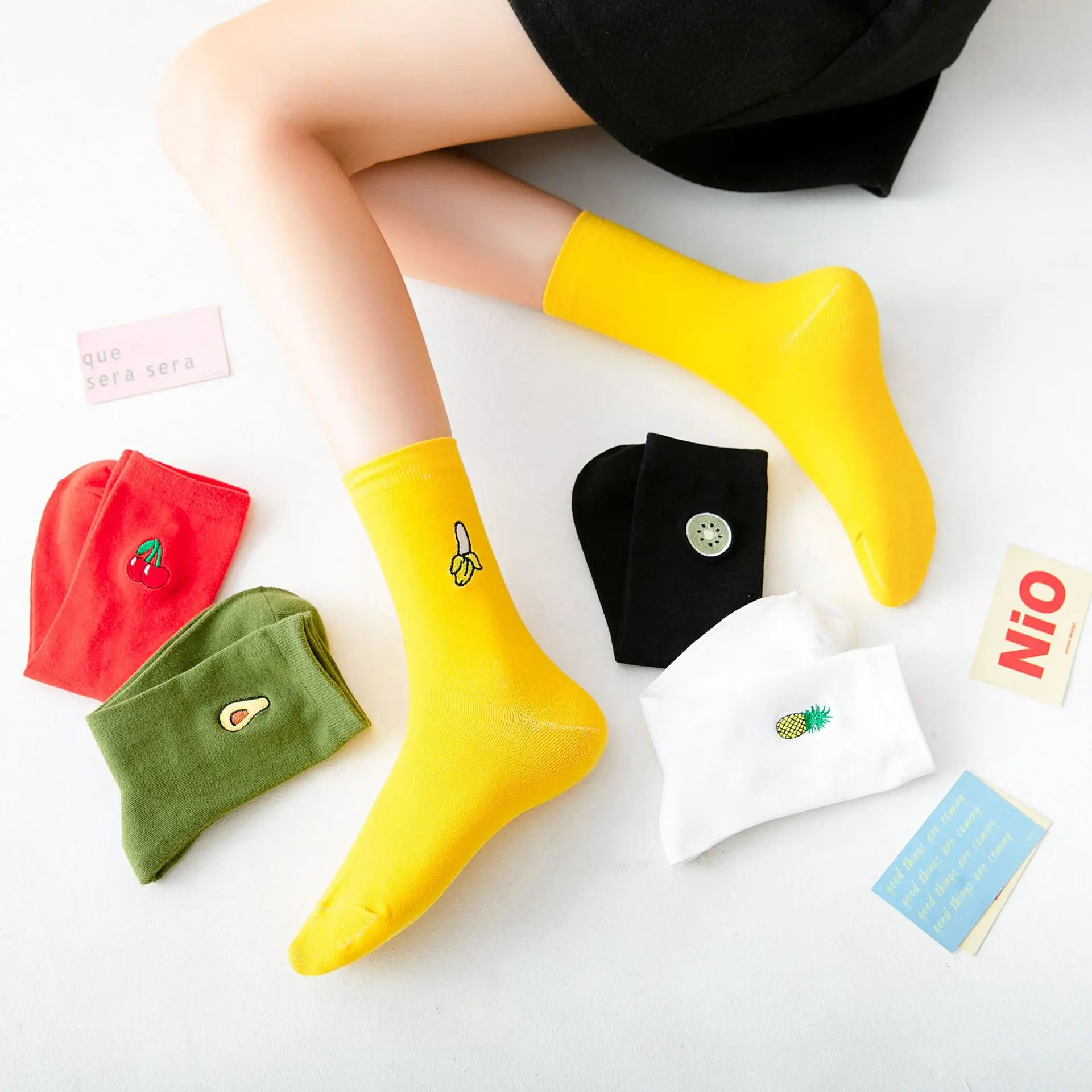 

20 Pieces Kawaii Women's socks Tube Sokken Fashionable Female Socks cute smile Long Socks for girls skarpetki Christmas Gift new