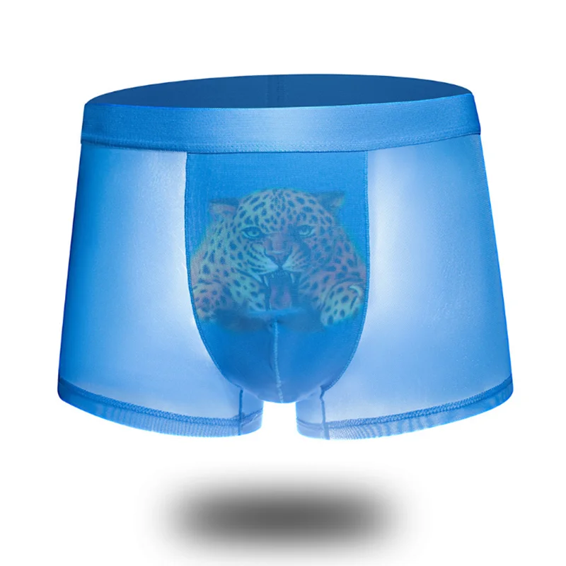 Мужские брендовые новые четырехугловые Трусы из ледяного шелка с принтом