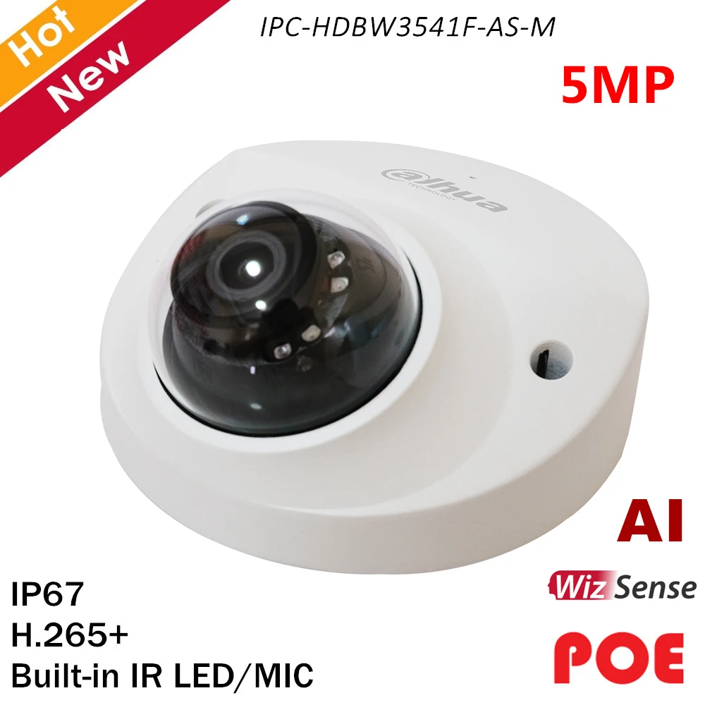 Купольная IP камера Dahua WizSense серии AI 5 МП ИК 50 м H.264 + H.265 встроенный микрофон и светодиодный поддержка SD карты