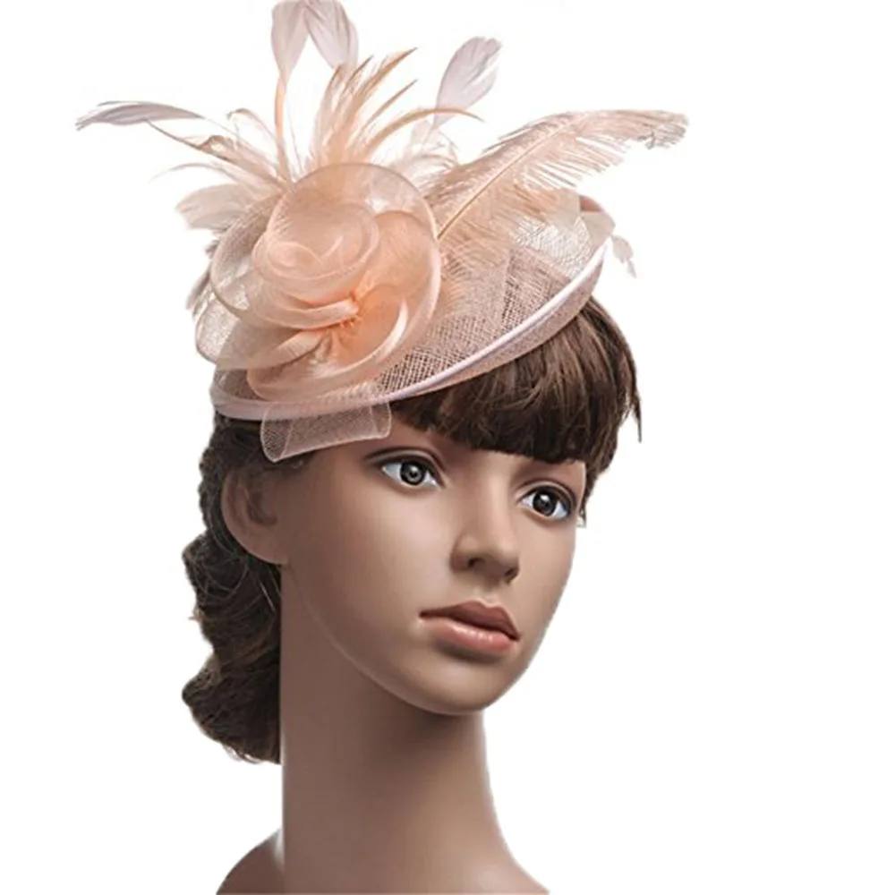 Женская шляпка в британском стиле Элегантная из сетчатой ткани с лентами и