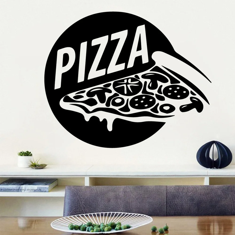 Бесплатная доставка съемные ПВХ наклейки на стену в виде пиццы для кухни