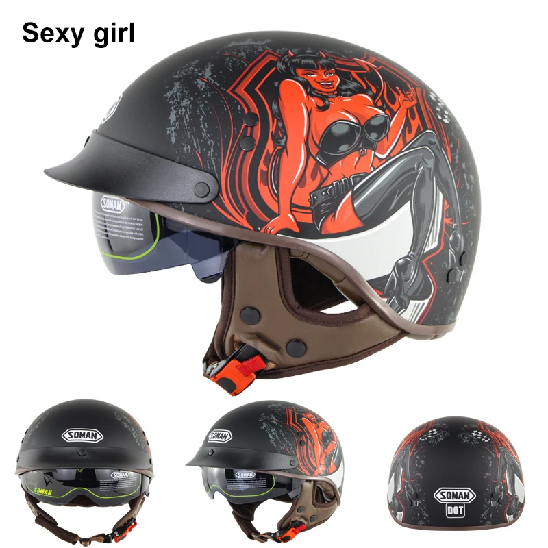 

Soman Brand Motorcycle Helmet SM202 Vintage Casco Capacete Half Face Retro Casque