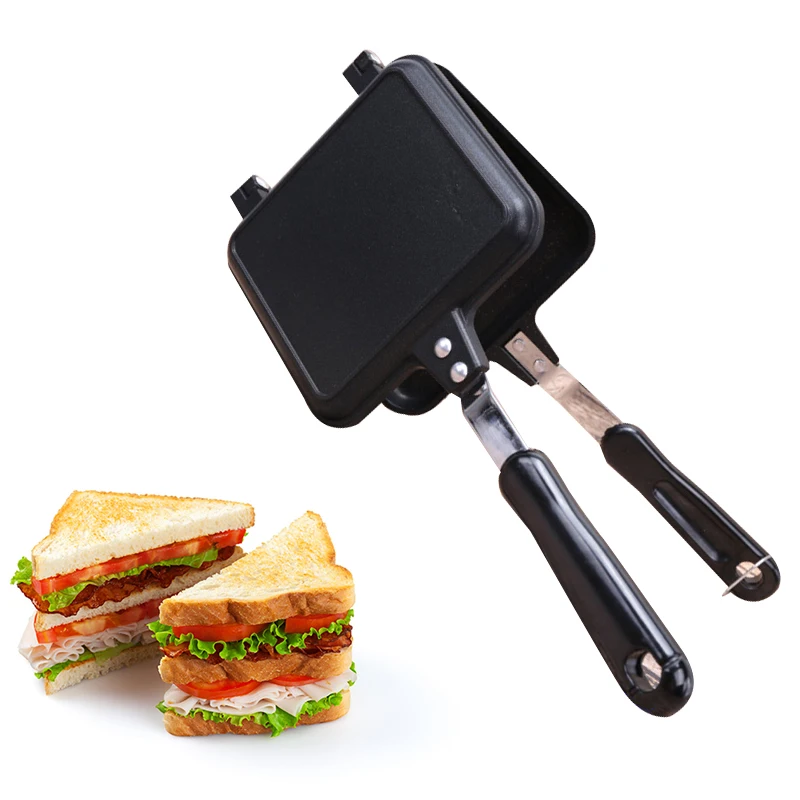 

Flat Bottom Double-sided Frying Pan Heat-resistant Bread Baking Pan Household Non-stick Sandwich Frying Pan Kitchen Cooking Tool