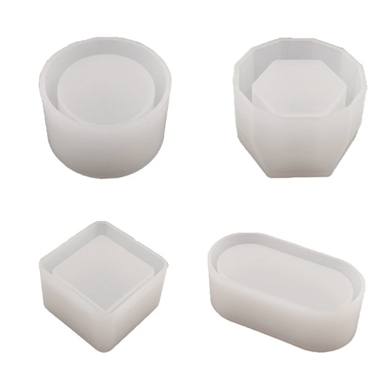 

4 Pcs/Set Crystal Epoxy Resin Mold Storage Box Holder Case Casting Silicone Mould DIY Crafts Jewelry Container Tool