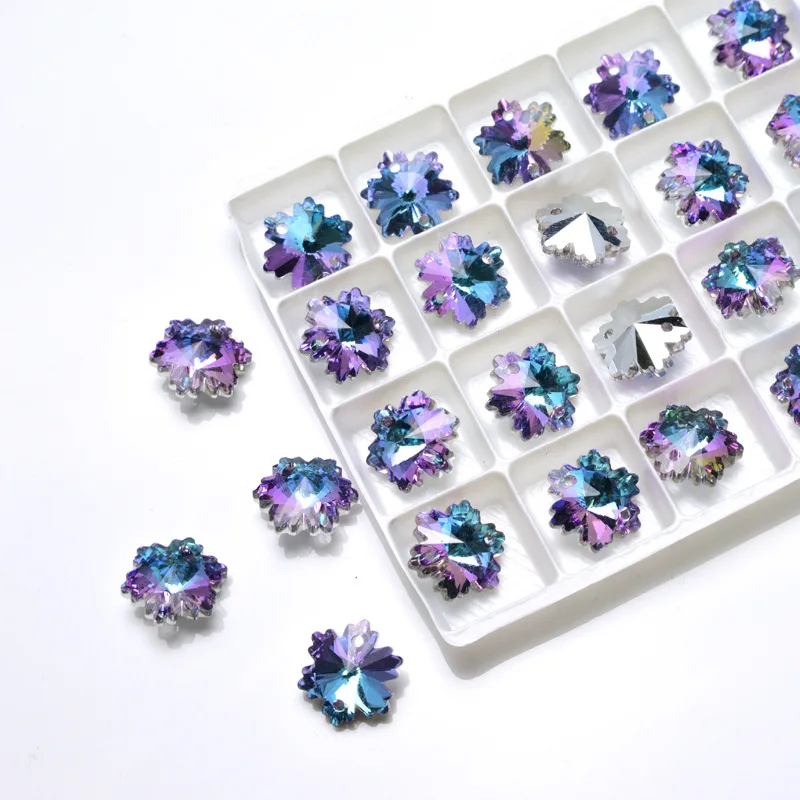 14 мм пришить двойное отверстие шарик со снежинками стекло кристалл Камень pointback