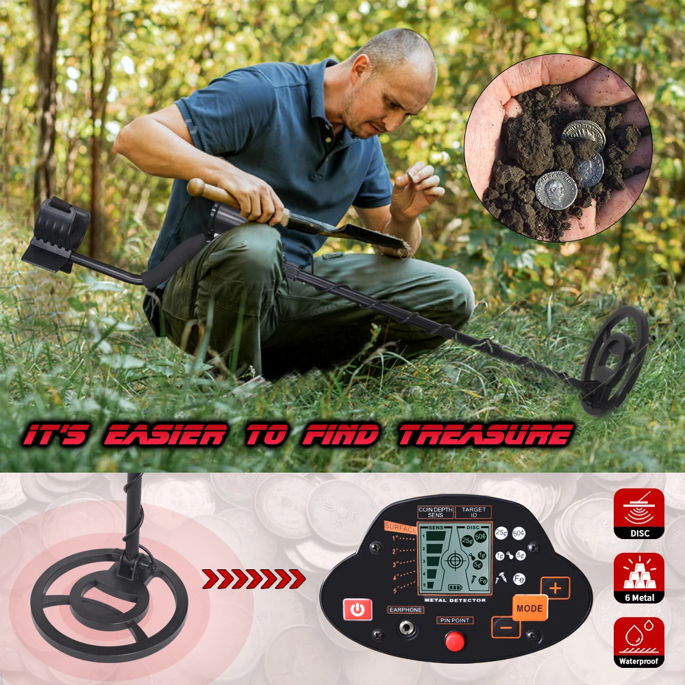 

Professional Long Range Treasure Underground Gold Metal Detector MD-5030 Adjustable Hunter Seeker Portable Hunter Detector