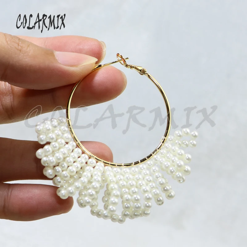 6 пар большие круглые серьги цветные красочные нанизанные бисером большой круг