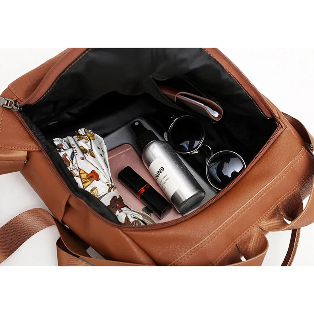 

Women Anti-theft Backpack Classic PU Leather Solid Color Backpack Fashion Shoulder Bag Vintage Travel Rucksack mochila feminina
