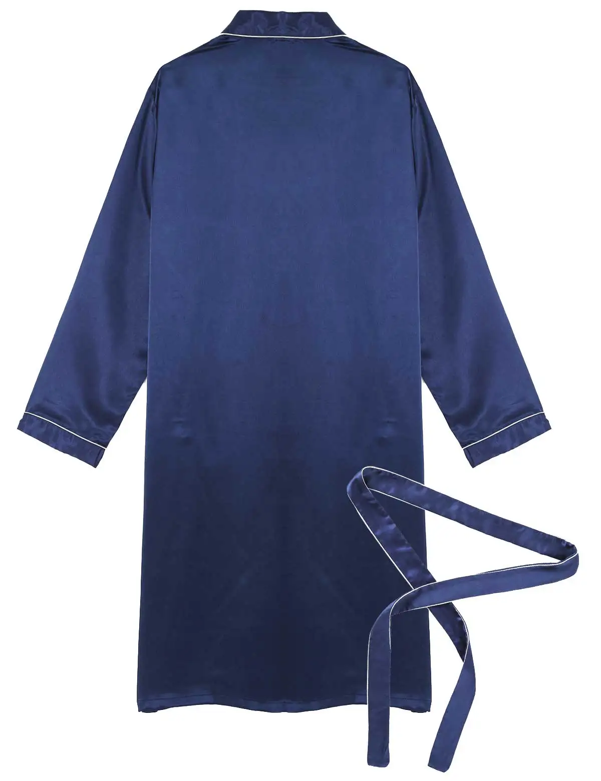 Men Casual Silky Satin Bathrobe Nightgown Long Sleeves Comfort Kimono Robe  Loungewear