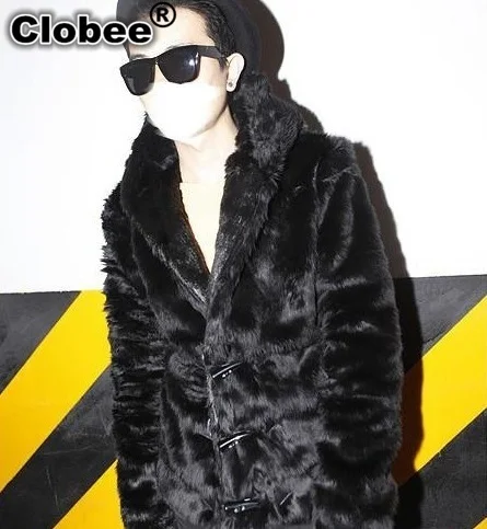 Cheap Cloth 2020 Autumn Winter Faux Fur Coat Long Sleeve Hooded Couple Top Outfits Horn Button Black Leather Jacket X659 | Мужская