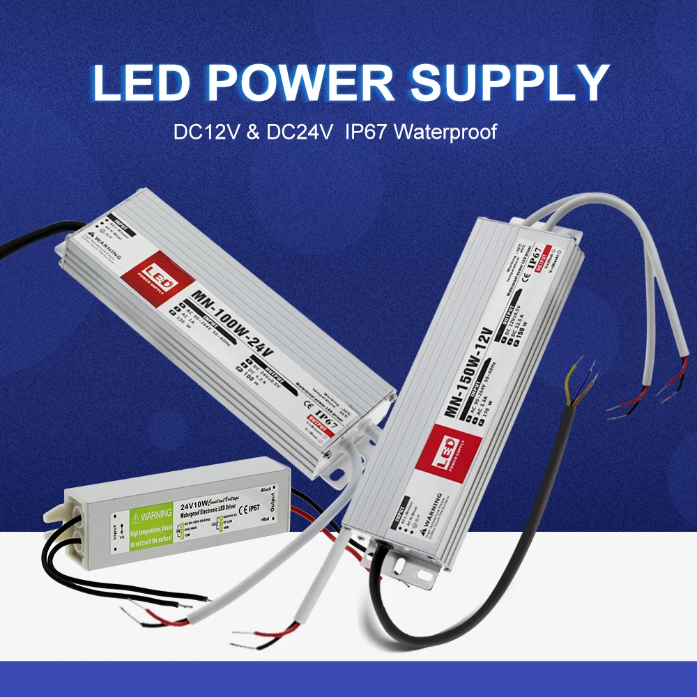 Светодиодный драйвер DC12V DC24V IP67 Водонепроницаемый трансформаторы для наружного освещения источник питания 10 Вт 20 Вт 30 Вт 45 Вт 60 Вт 100 Вт 150 Вт 200 Вт