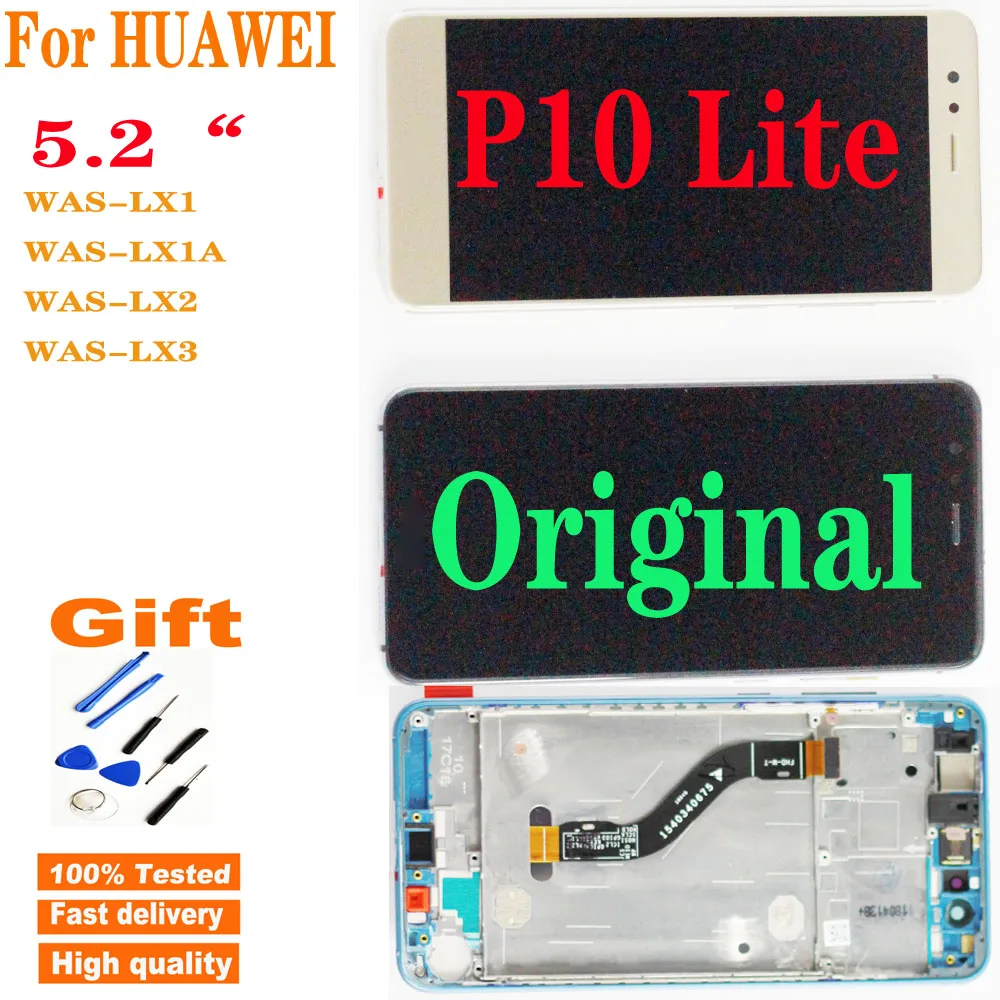 Оригинальный 5 2 &quotЖК дисплей для HUAWEI P10 Lite ЖК сенсорный экран Замена WAS LX1 LX1A LX2 LX3 с