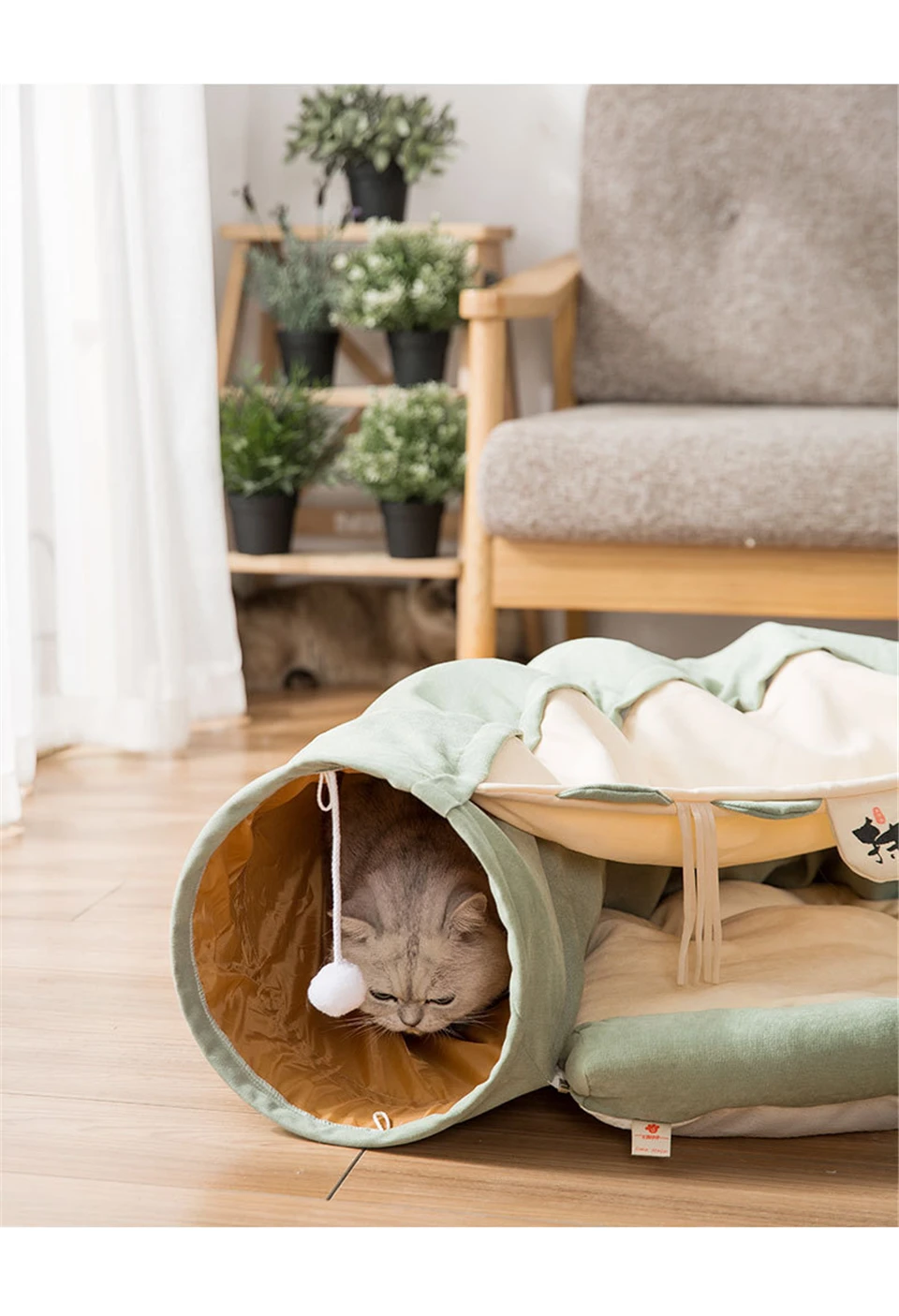 Забавная кошка кровать-туннель складной кринкл Pet палатка котенок щенок хорьки кролик интерактивные игрушки 2 отверстия туннель Pet кошка гнездо