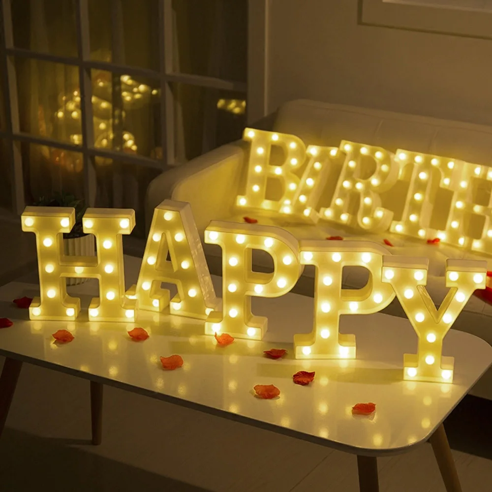 Творческий 26 Английский алфавит номер светодиодный ночник для украшения стен в