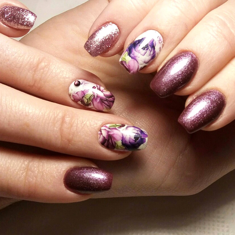 48 листов красочного полного обертывания Цветущий цветок для дизайна ногтей