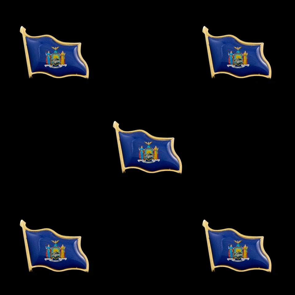 

5PCS USA New York State Waving All States of USA Epoxy Medal Flag Lapel Pin Badge Brooch Accessories