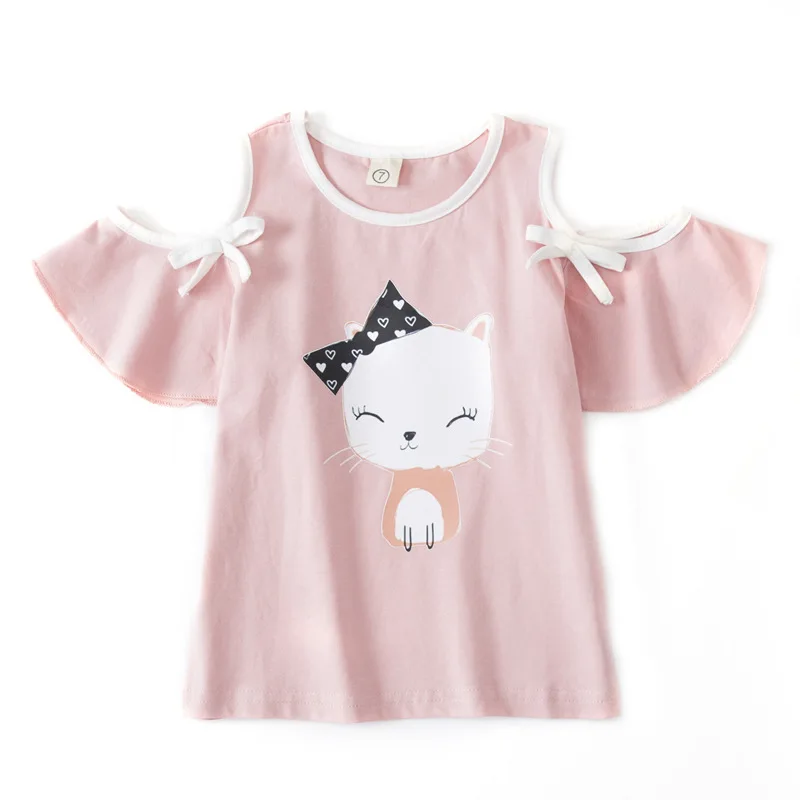 

Summer Cartoons T Shirt for Girls Kids cute white pink Print Tops Tees Child Baby Short Sleeve girls Clothes