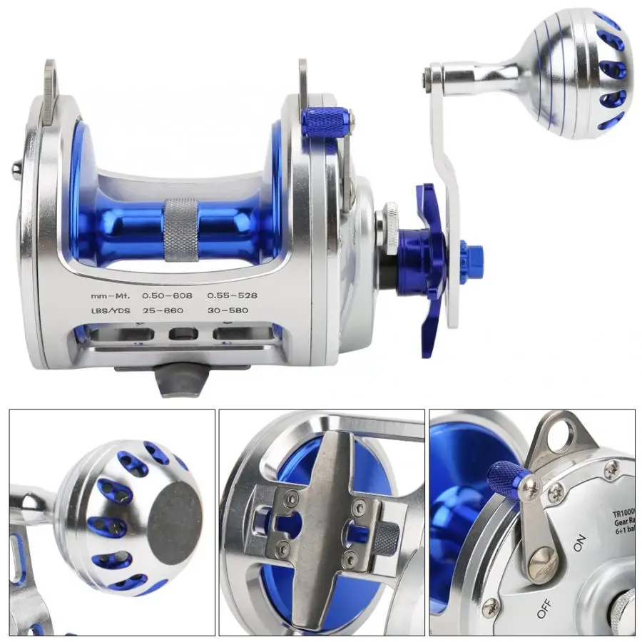 4.1:1 6+1BB Fishing Reel Anti-corrosion Aluminium Alloy Wheel for Sea 30kg Maximum Braking Force Tool | Спорт и развлечения