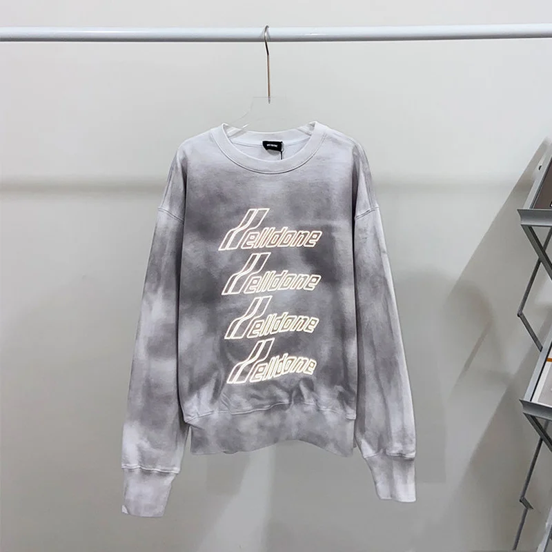 

Серый светоотражающий Свитшот WE11DONE для мужчин, 1:1, Высококачественная осенне-зимняя толстовка с круглым вырезом и логотипом плотности, женс...