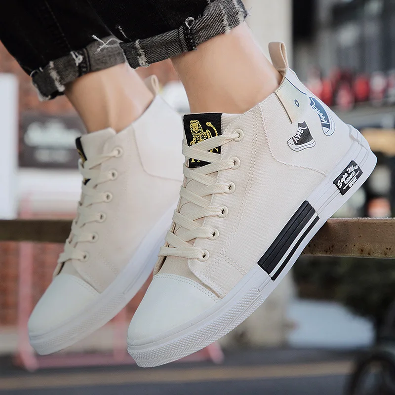 Новинка беговые кроссовки мужские высокие модные белые и черные унисекс