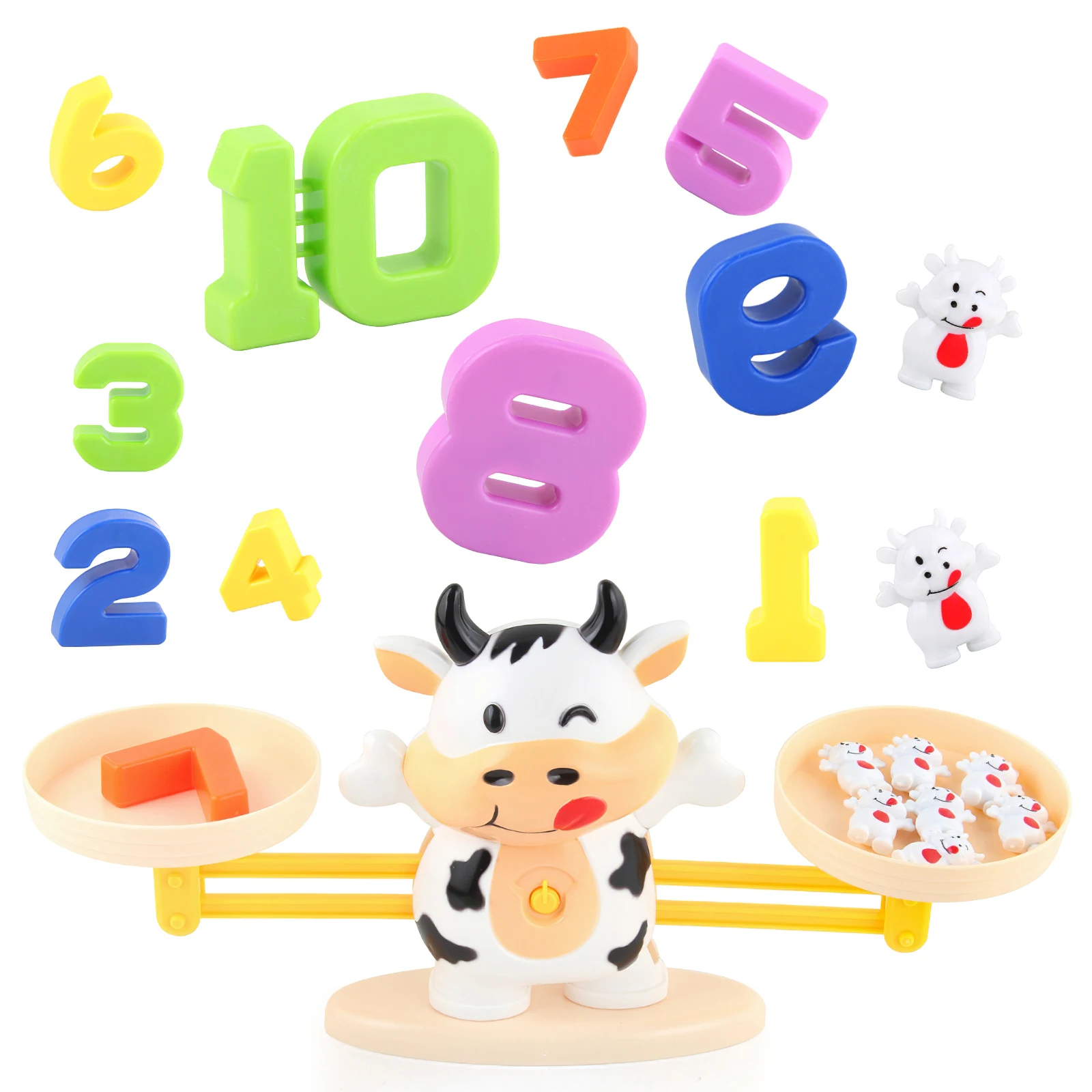 

Math Tianping Cattle Animal Match Balancing Scale Cute Math Plastic Balance Toys Smooth Children'S Toys For Education Kids