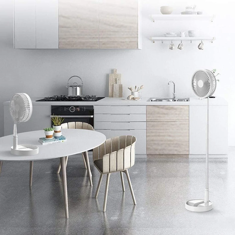 

Desk and Floor Fan with USB 7200MAh Battery Powered Portable and Telescopic Table Fans for Outdoor,RV,Tent,4 Speed 8inch