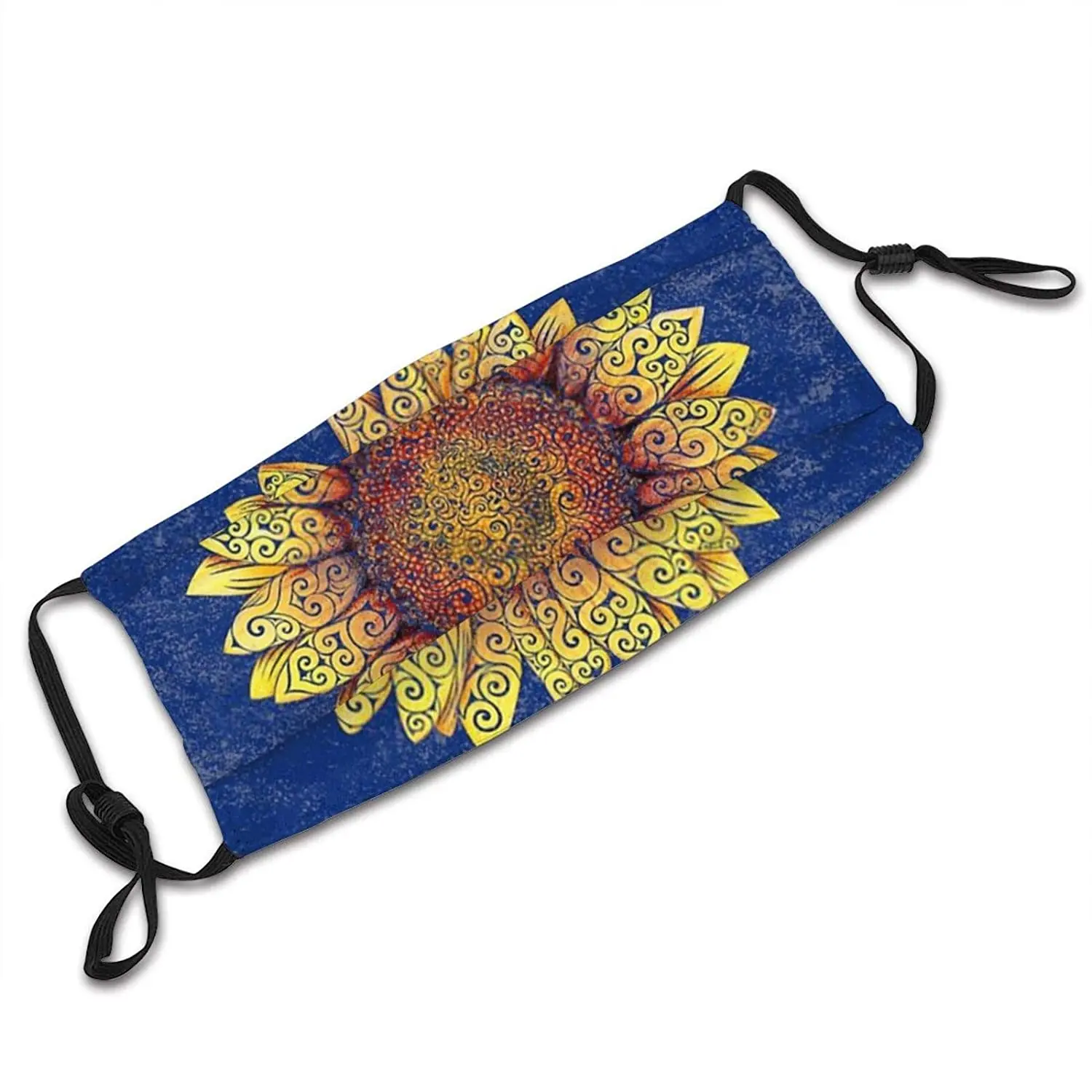 

Swirly Sunflower Printed Ski Face Mask Dust Windproof Warm Mouth Masks With Two Replaceable PM2.5 Filters Reusable Washable Mask