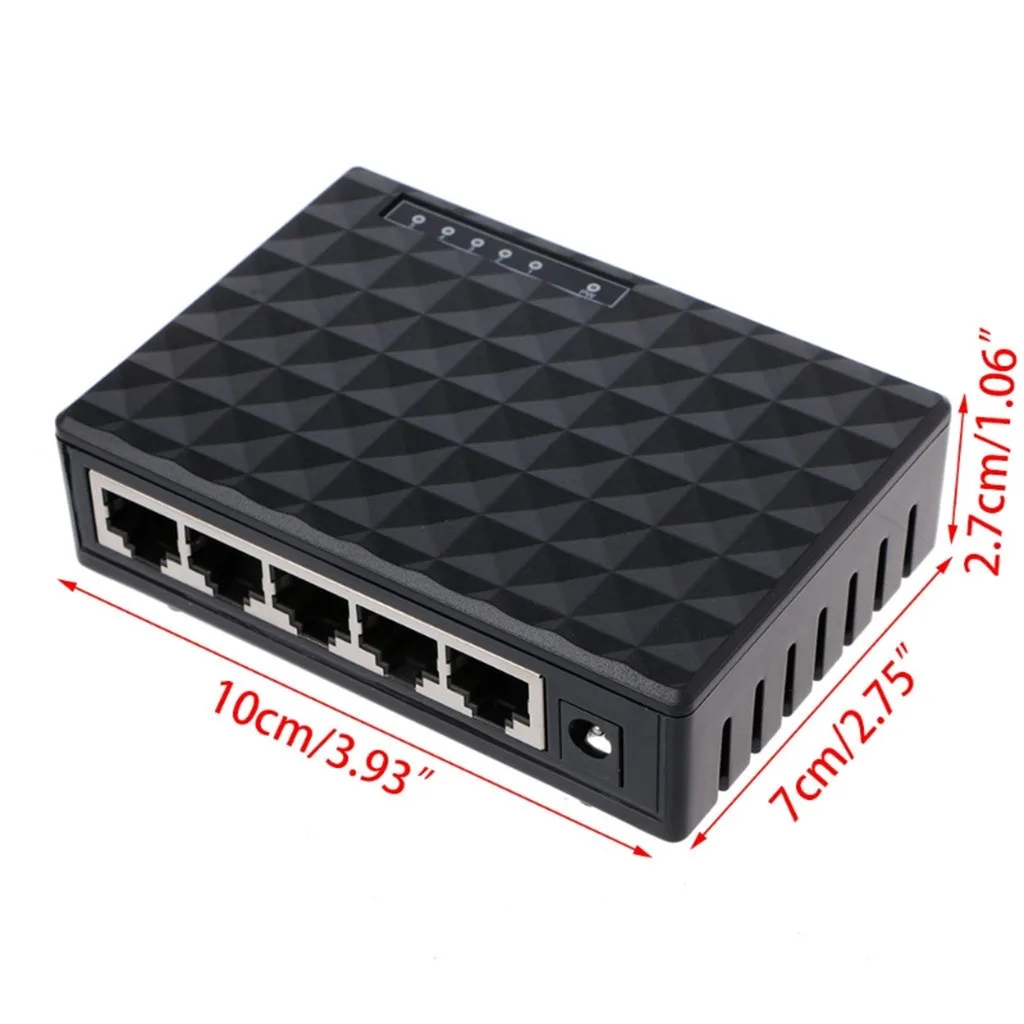 Новый RJ45 мини 5-портовый Быстрый Ethernet сетевой черный концентратор переключателя
