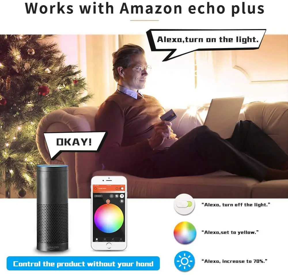 Умная Светодиодная лента управление голосом совместимая с SmartThing