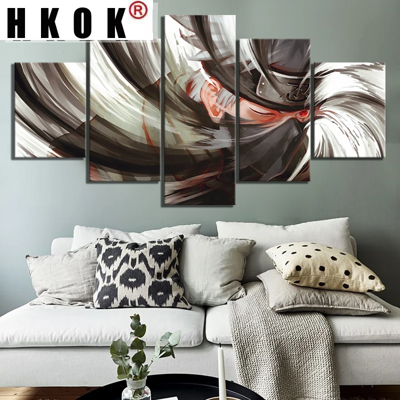 

HKOK 5 Panels Anime Canvas Painting Modular Artwork Print Poster Wall Art Picture Modern Home Decor Living Room Unframed