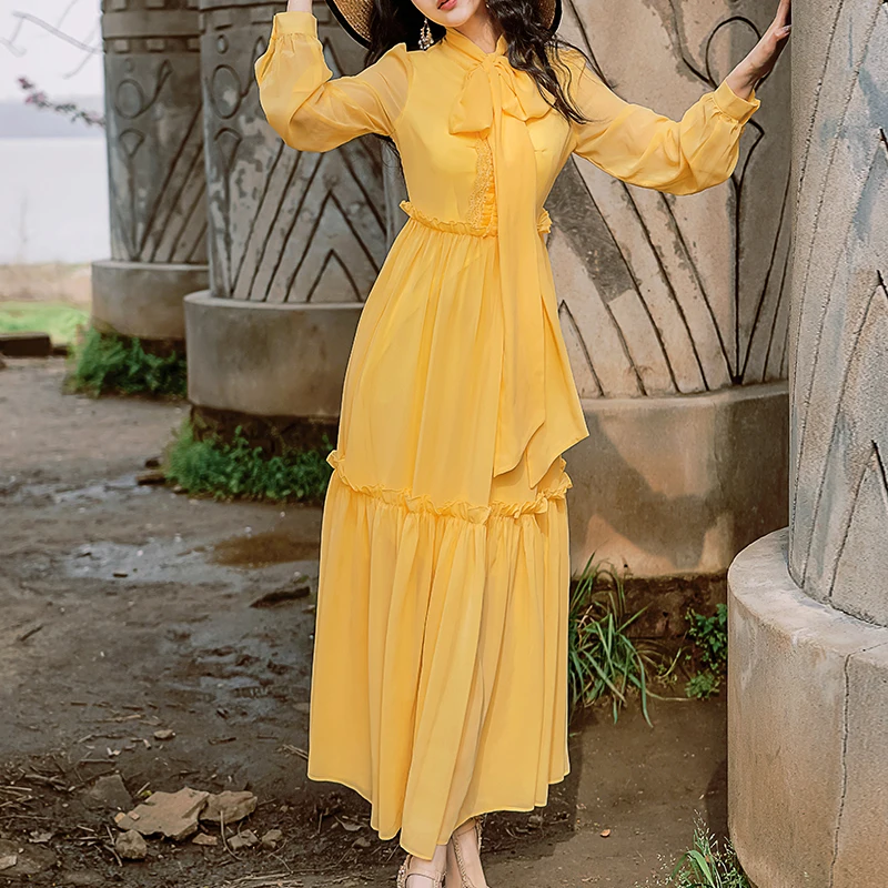 

Temperament dress solid color long dress Q154